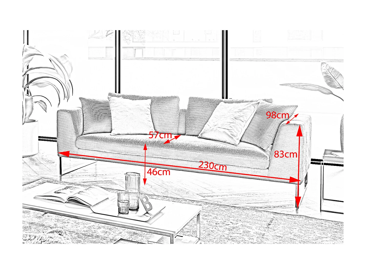 Sofá - marrón pana - ARIAN