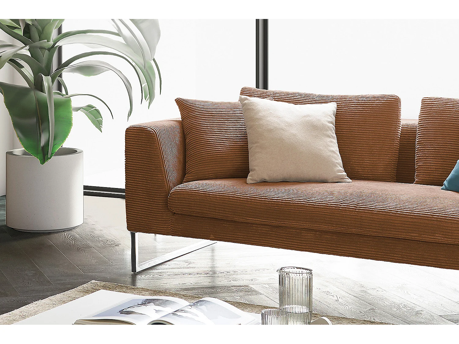 Sofá - marrón pana - ARIAN