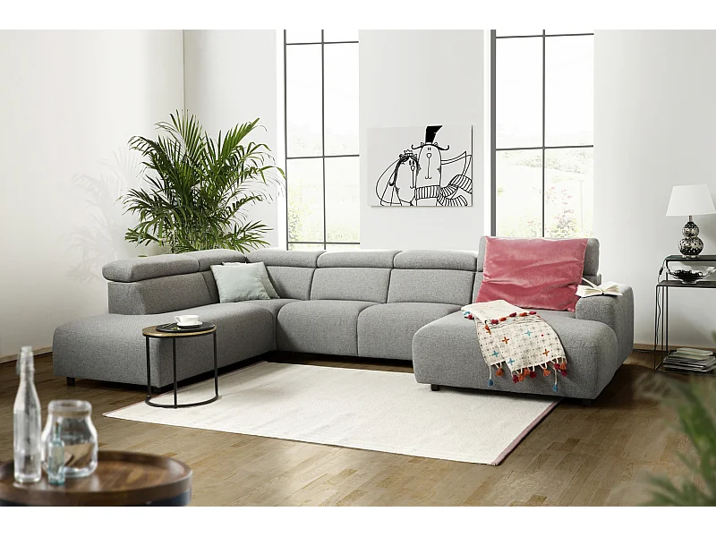 Wohnlandschaft - Grau Webstoff - RISO