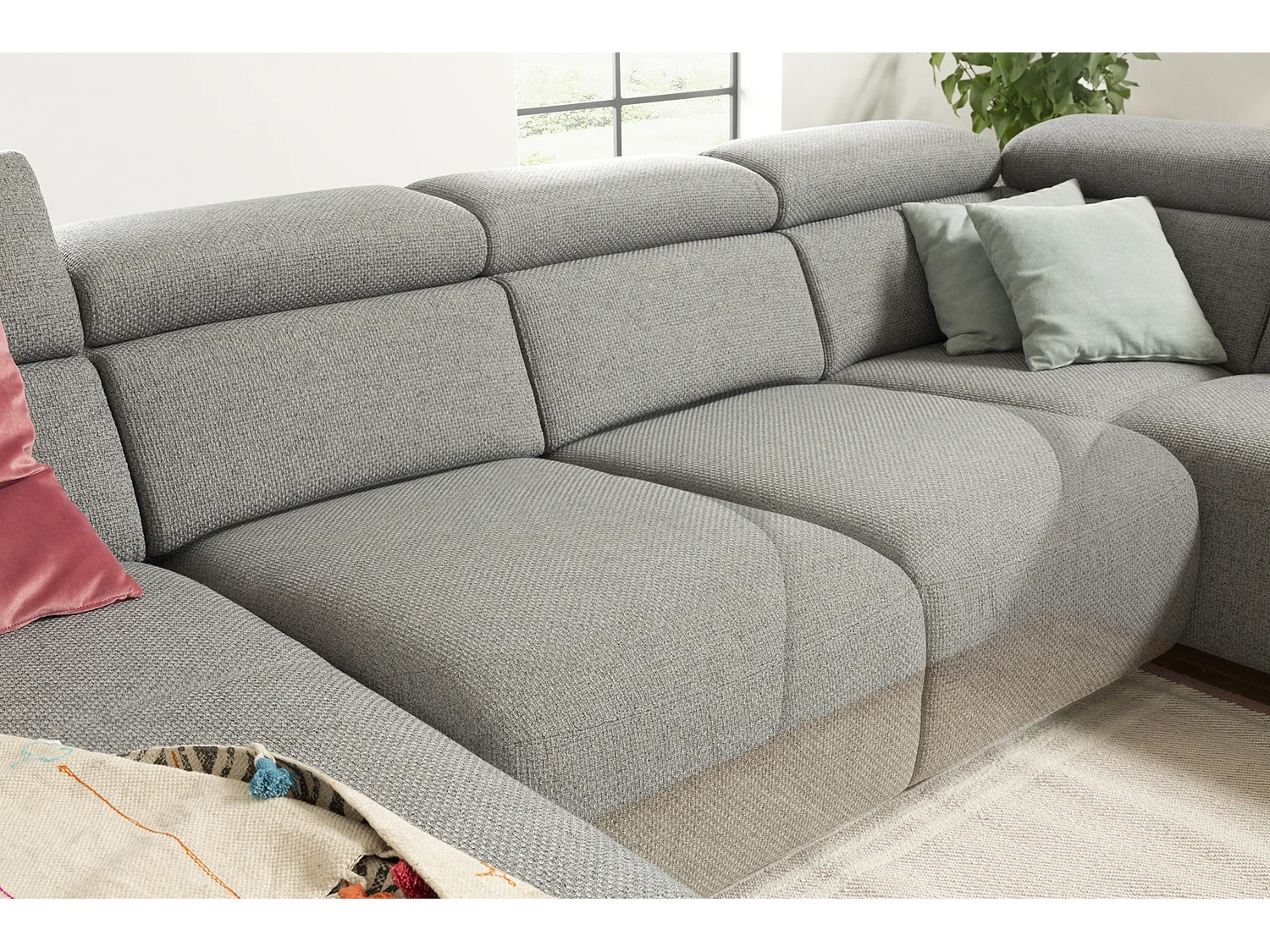 Wohnlandschaft - Grau Webstoff - RISO