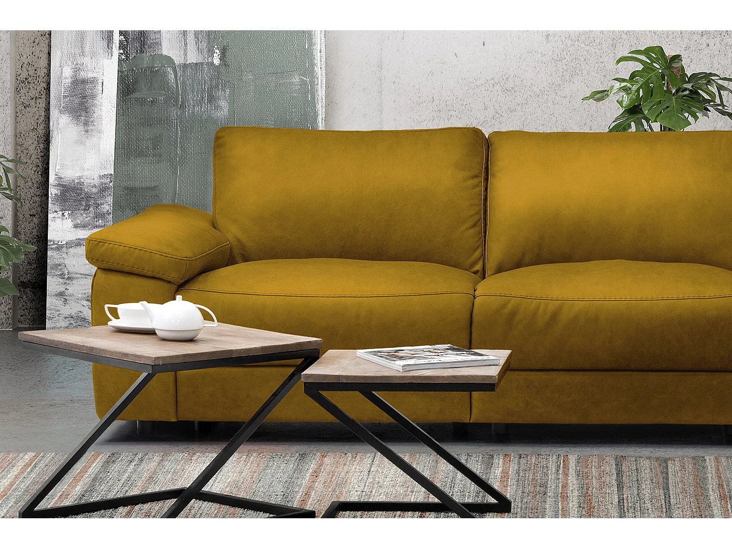 Ecksofa - Gelb Webstoff - LOLA