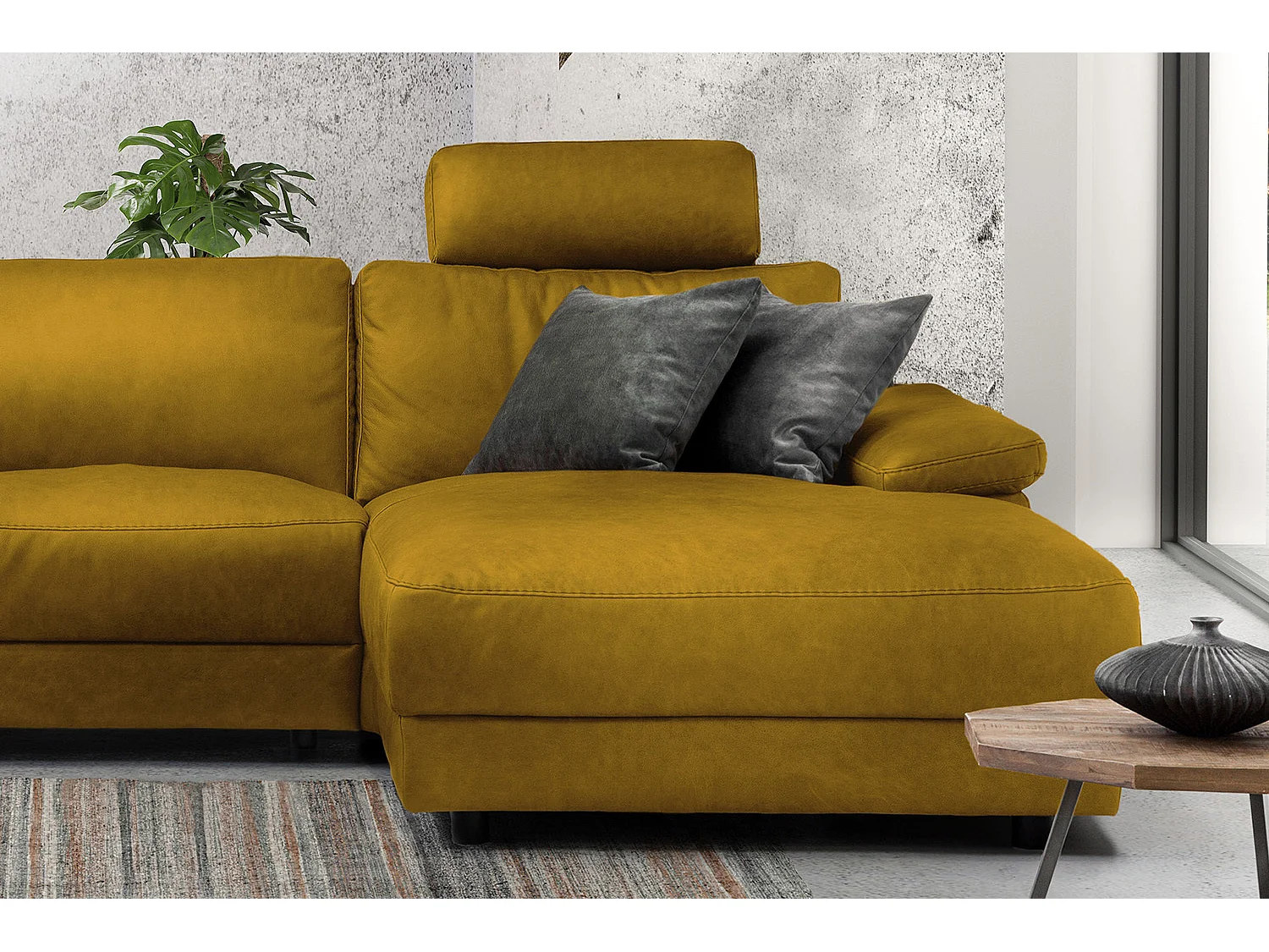 Ecksofa - Gelb Webstoff - LOLA