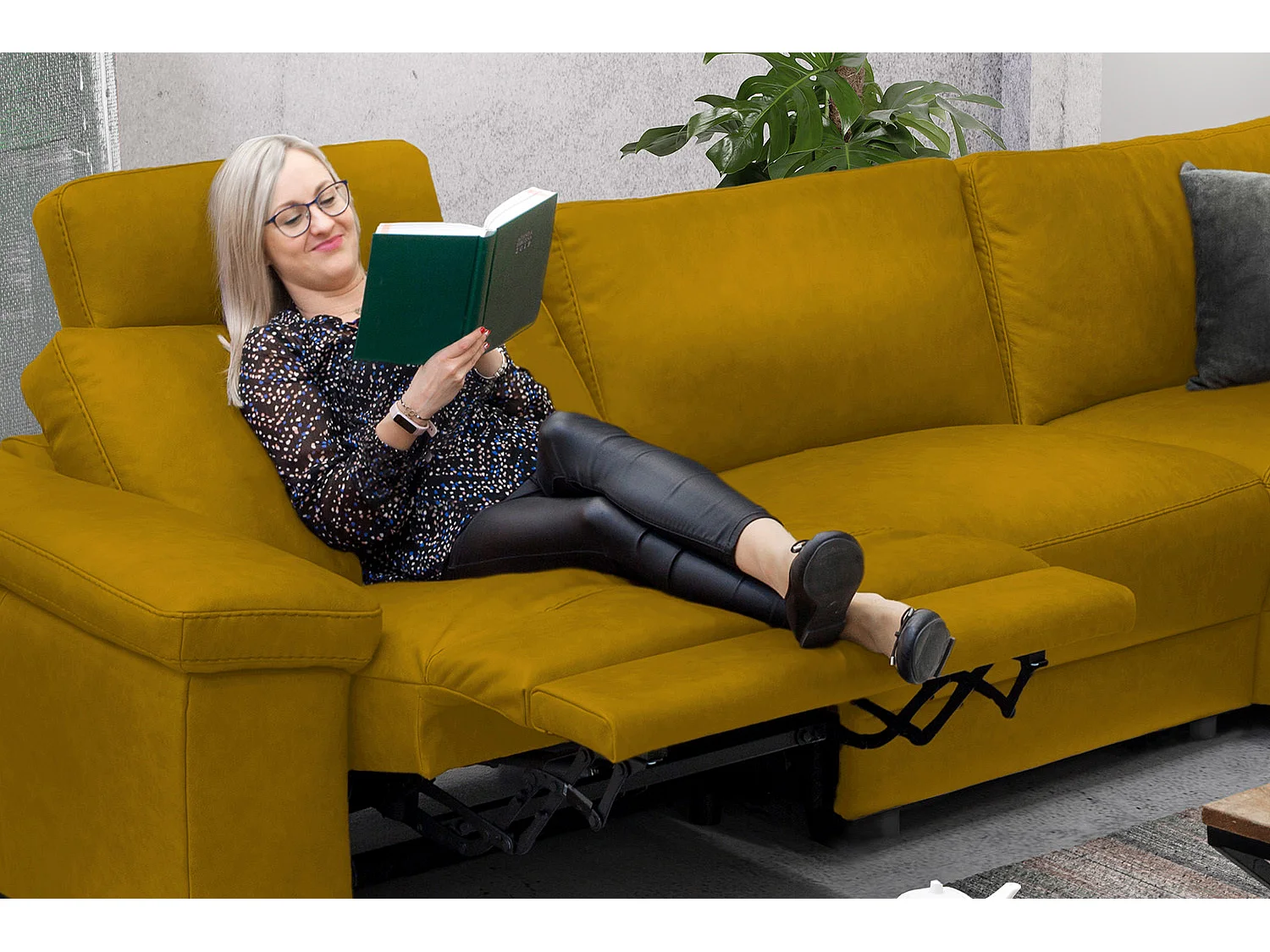 Ecksofa - Gelb Webstoff - LOLA