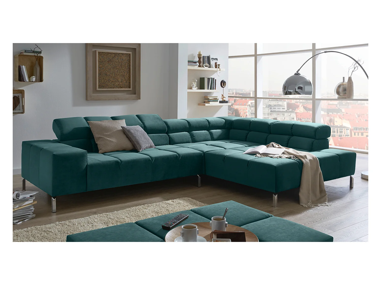 Ecksofa - Smaragdgrün Velvet - NELSON