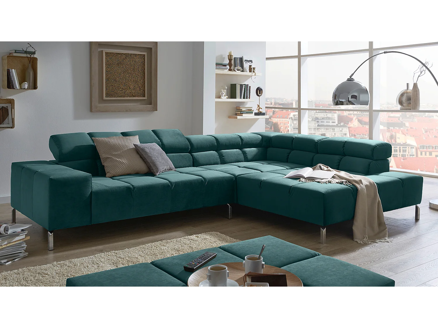 Ecksofa - Smaragdgrün Velvet - NELSON