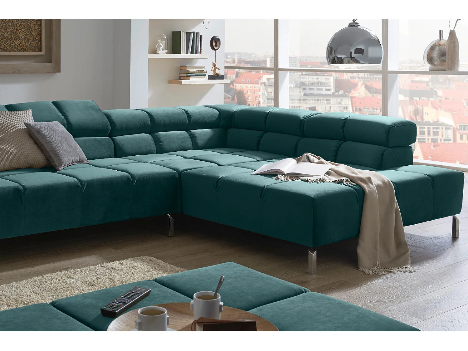 Ecksofa - Smaragdgrün Velvet - NELSON