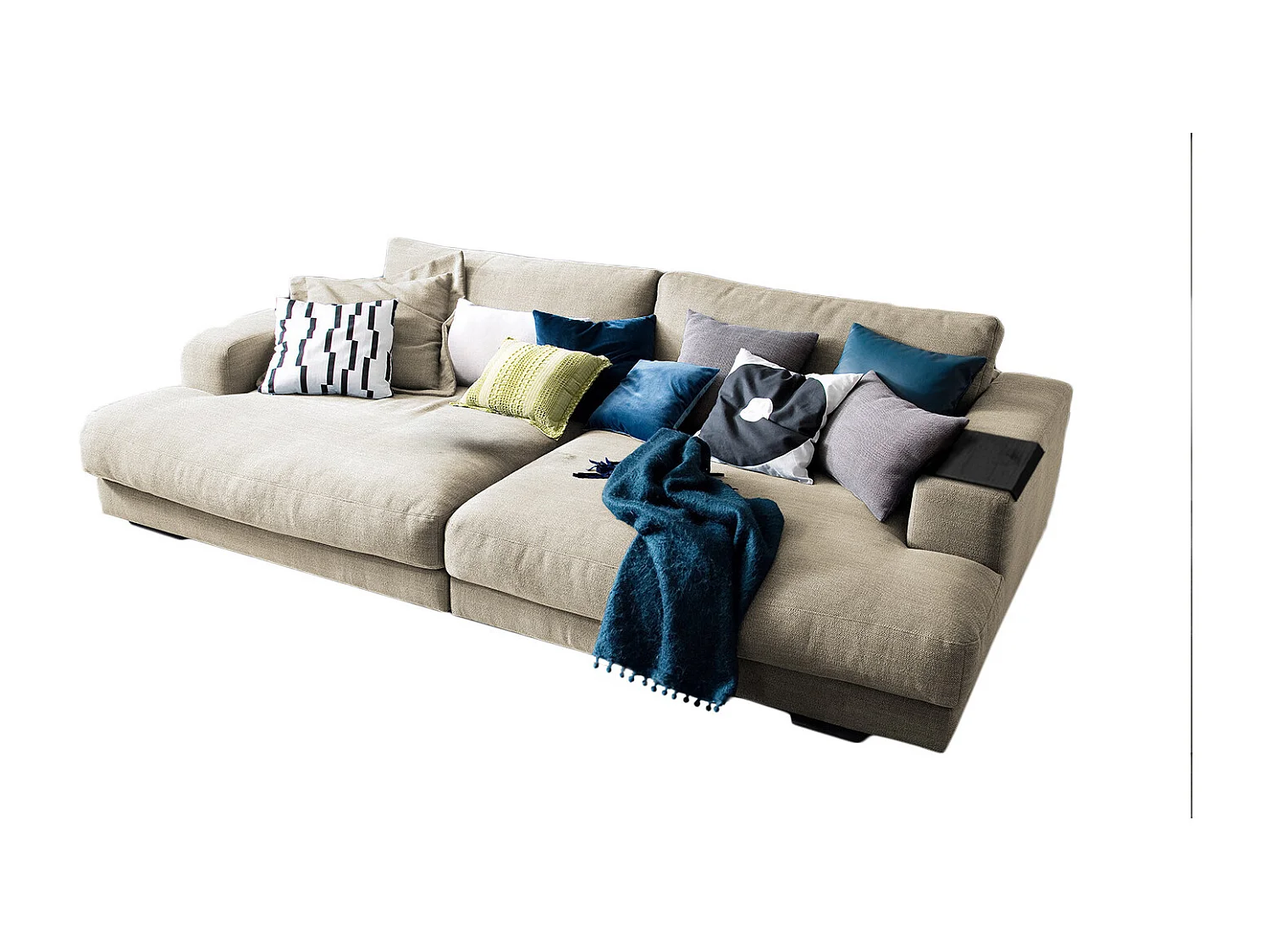 Canapé - blanc crème tissu tissé - MADELINE