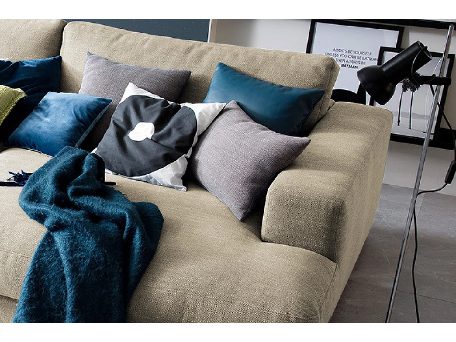 Sofá - blanco crema tela tejida - MADELINE