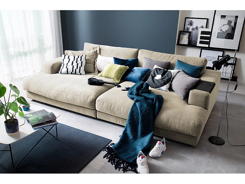 Canapé - blanc crème tissu tissé - MADELINE