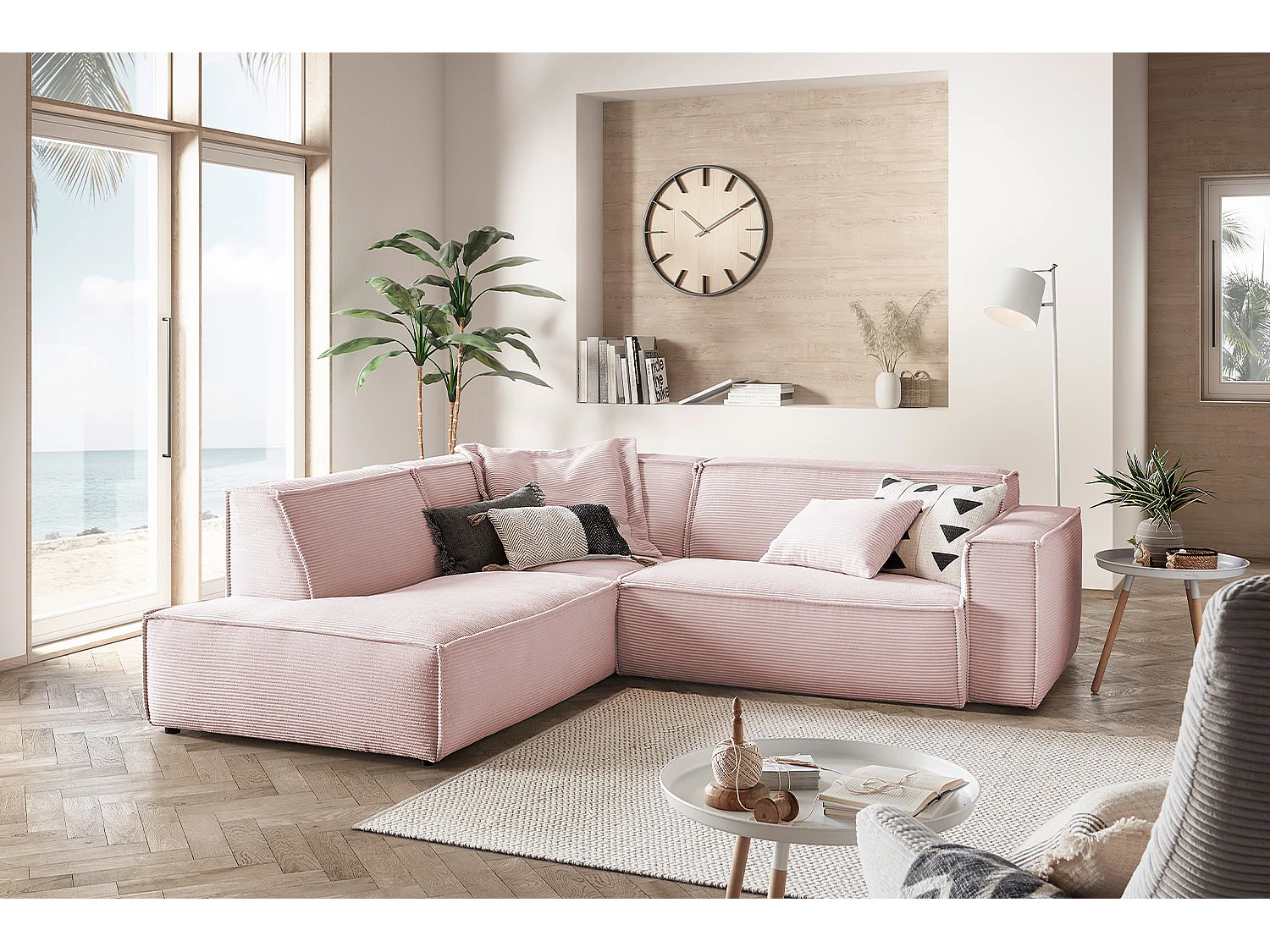 Hoekbank - Roze Koord - SAMU