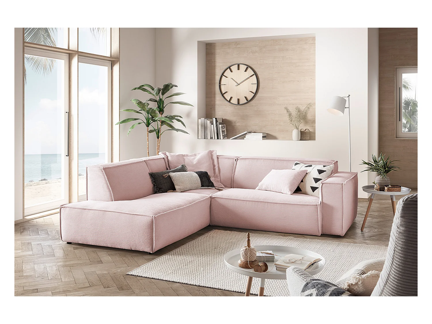 Ecksofa - Pink Cord - SAMU