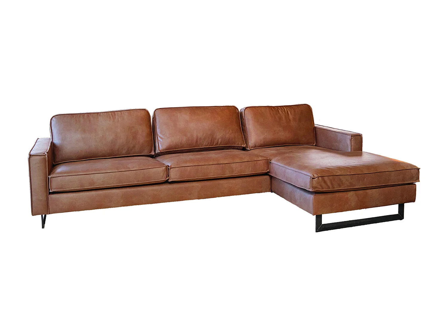 Sofá - marrón cuero sintético - VILNIUS