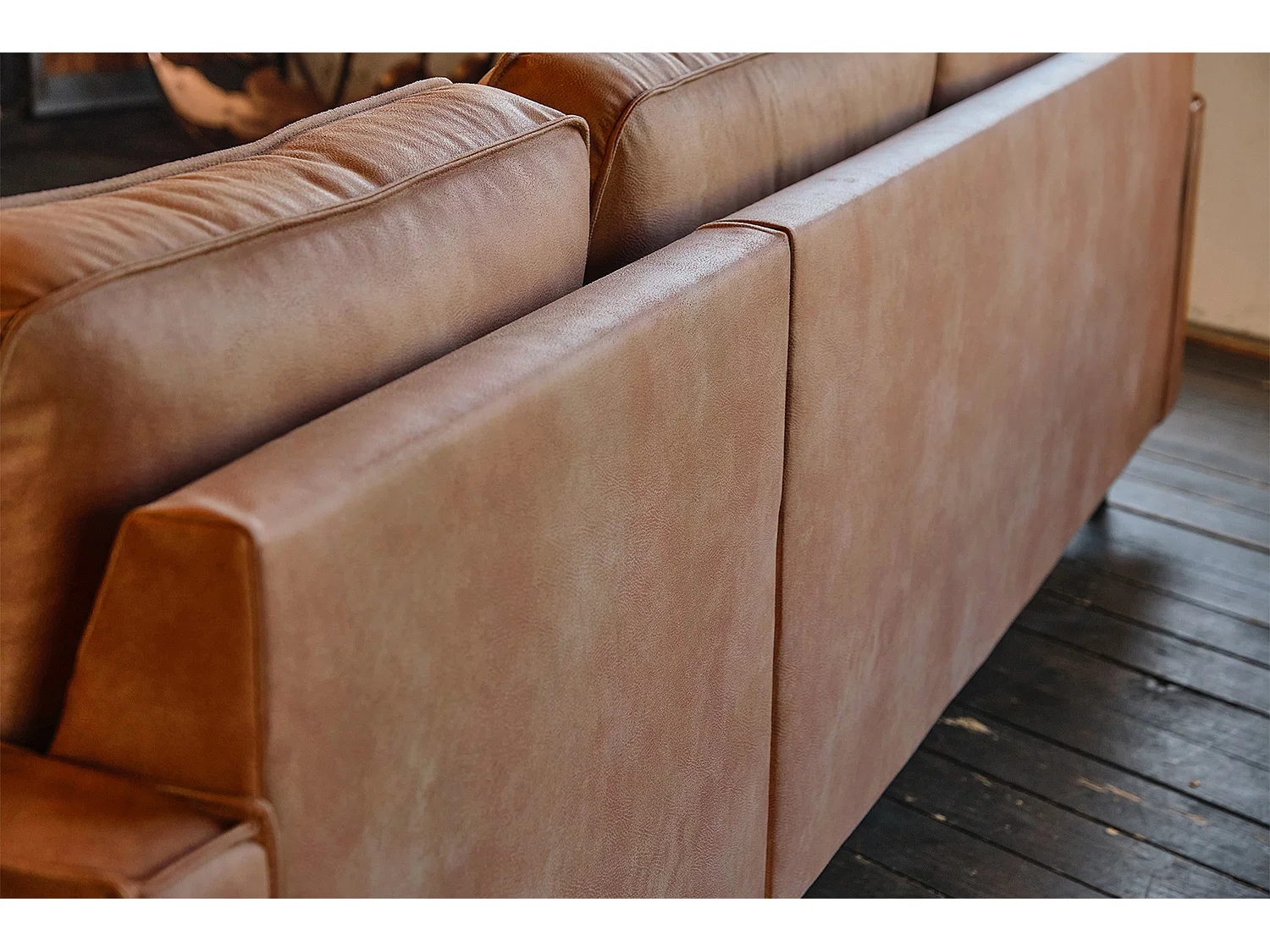 Sofá - marrón cuero sintético - VILNIUS