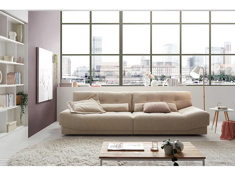 Sofa - Beige Webstoff - MOZZA