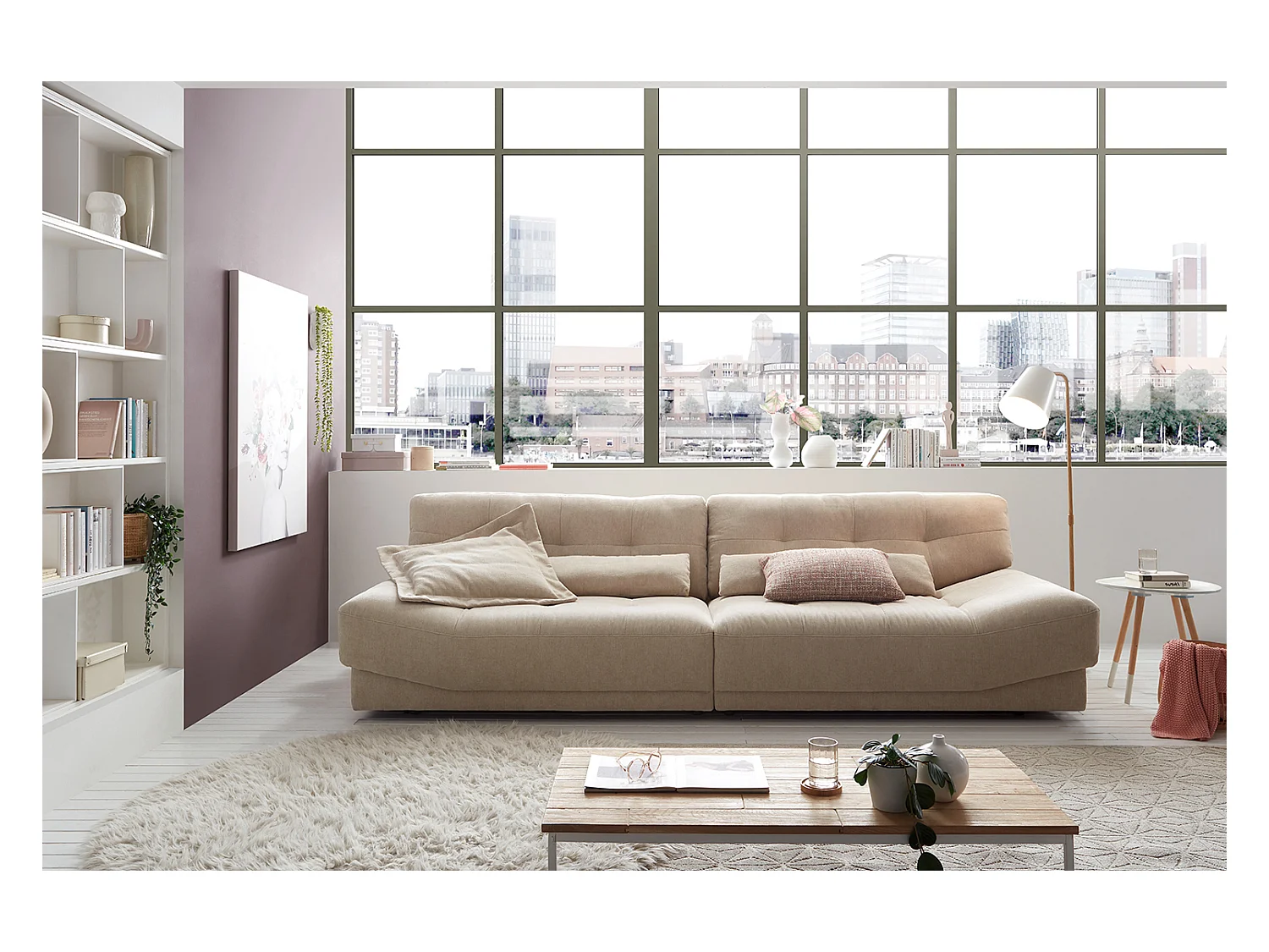 Sofa - Beige Webstoff - MOZZA