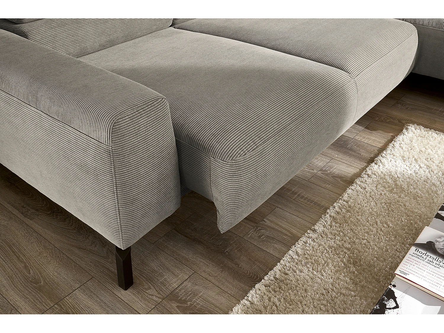 Ecksofa - Grau Cord - DELIA