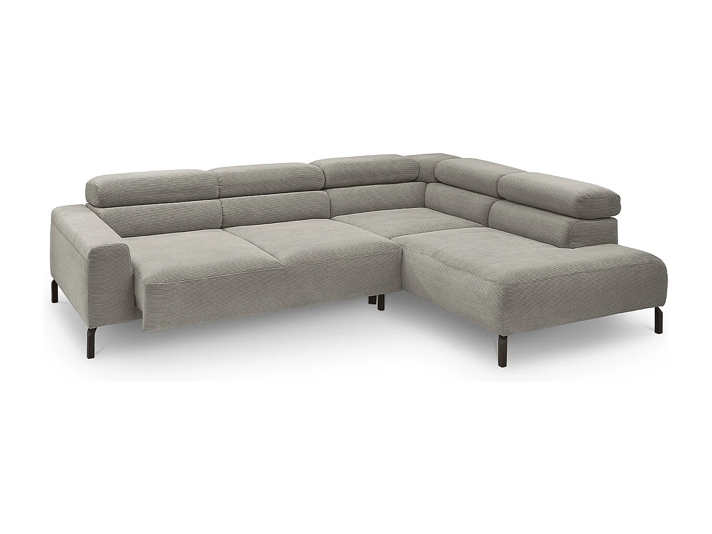 Ecksofa - Grau Cord - DELIA