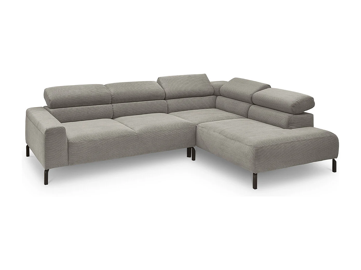 Ecksofa - Grau Cord - DELIA