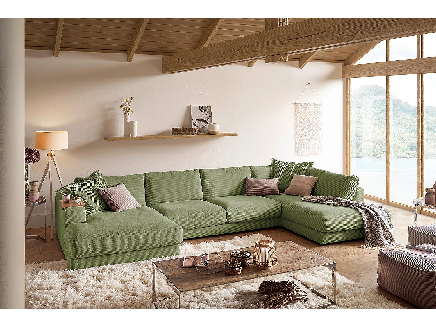 Wohnlandschaft - Dunkelgrün Cord - MADELINE