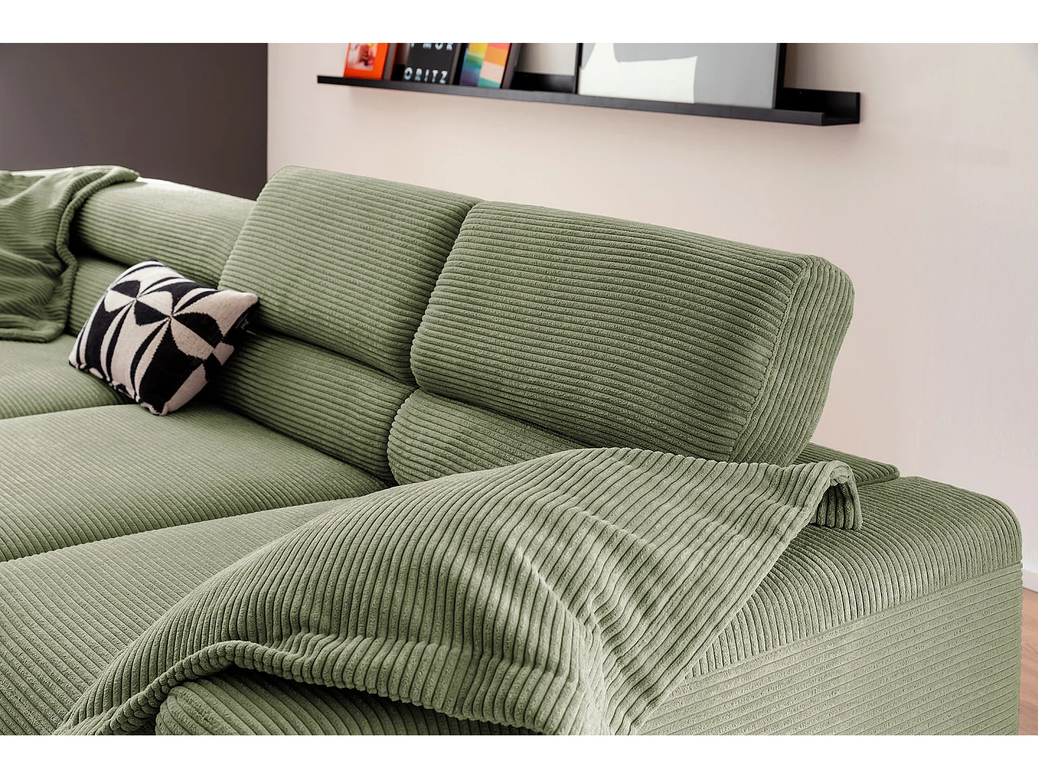 Ecksofa - Grün Cord - DELIA