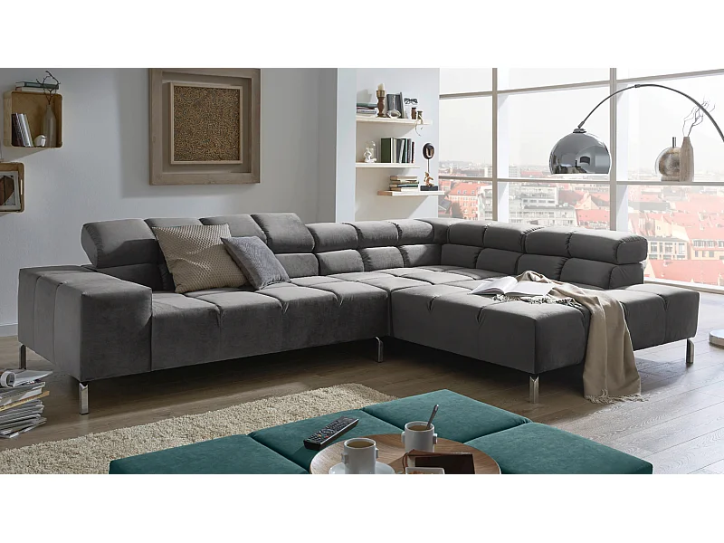 Ecksofa - Grau Velvet - NELSON