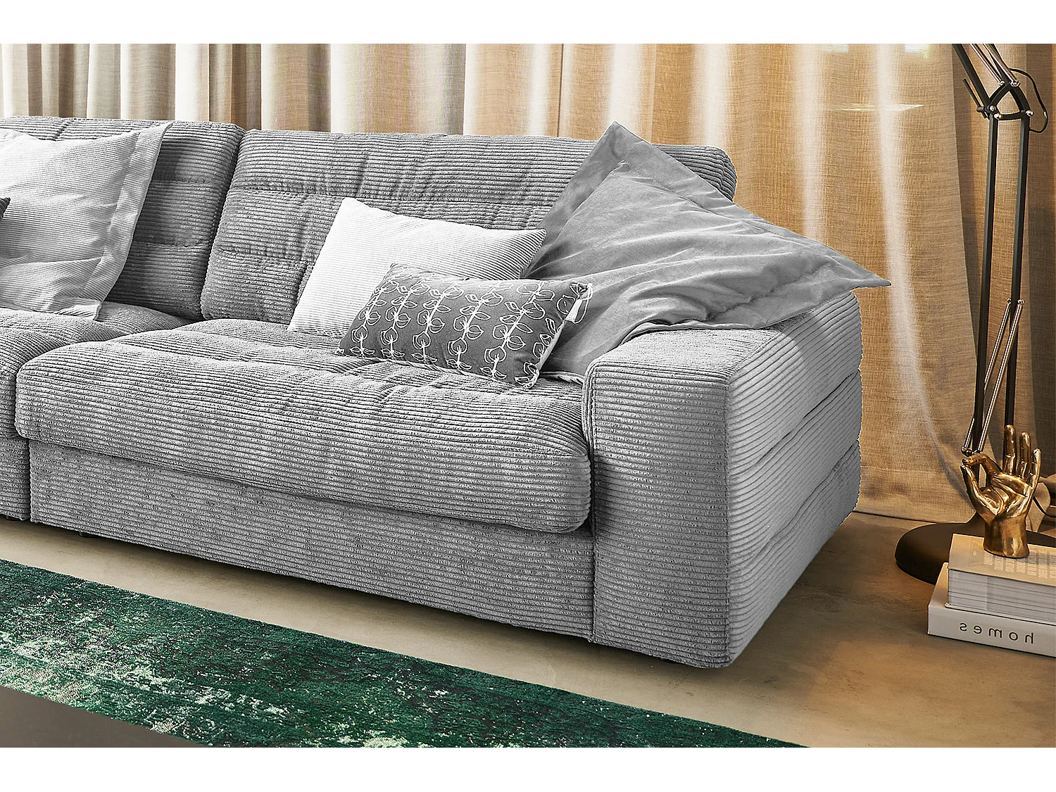 Ecksofa - Hellgrau Cord - LANA