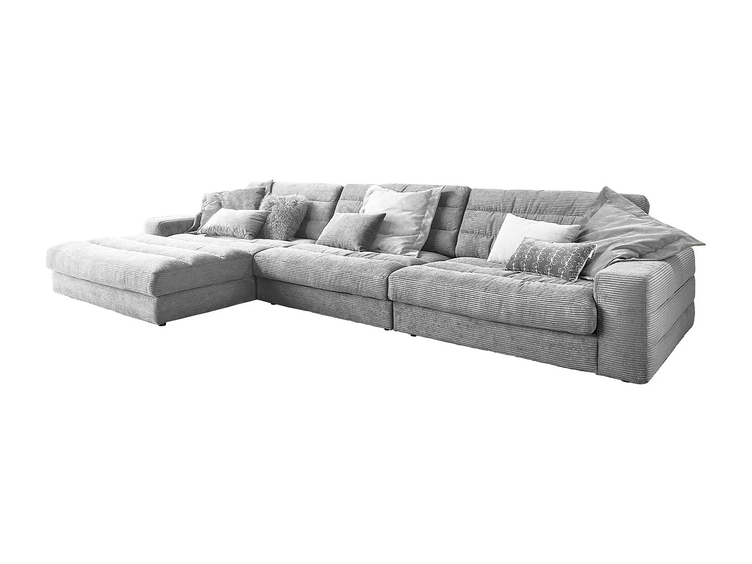 Ecksofa - Hellgrau Cord - LANA