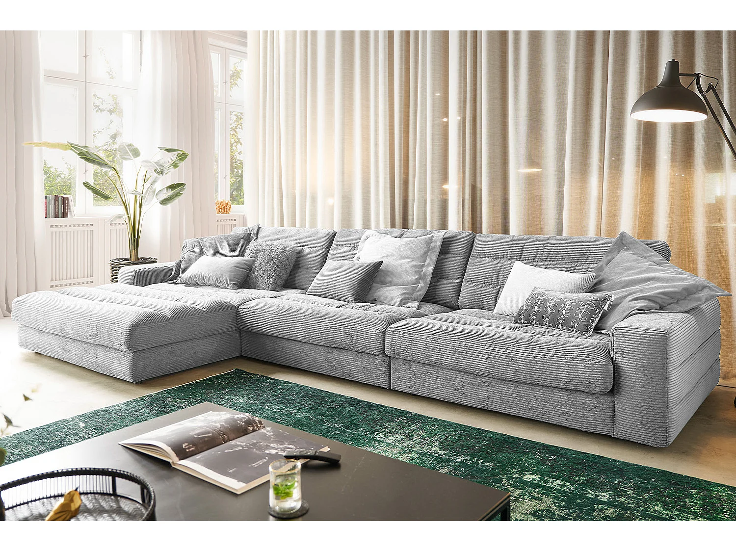 Ecksofa - Hellgrau Cord - LANA