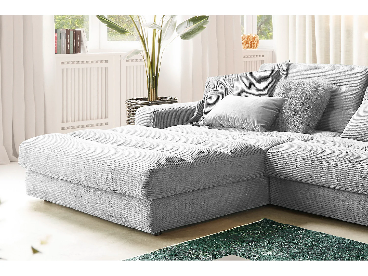 Ecksofa - Hellgrau Cord - LANA