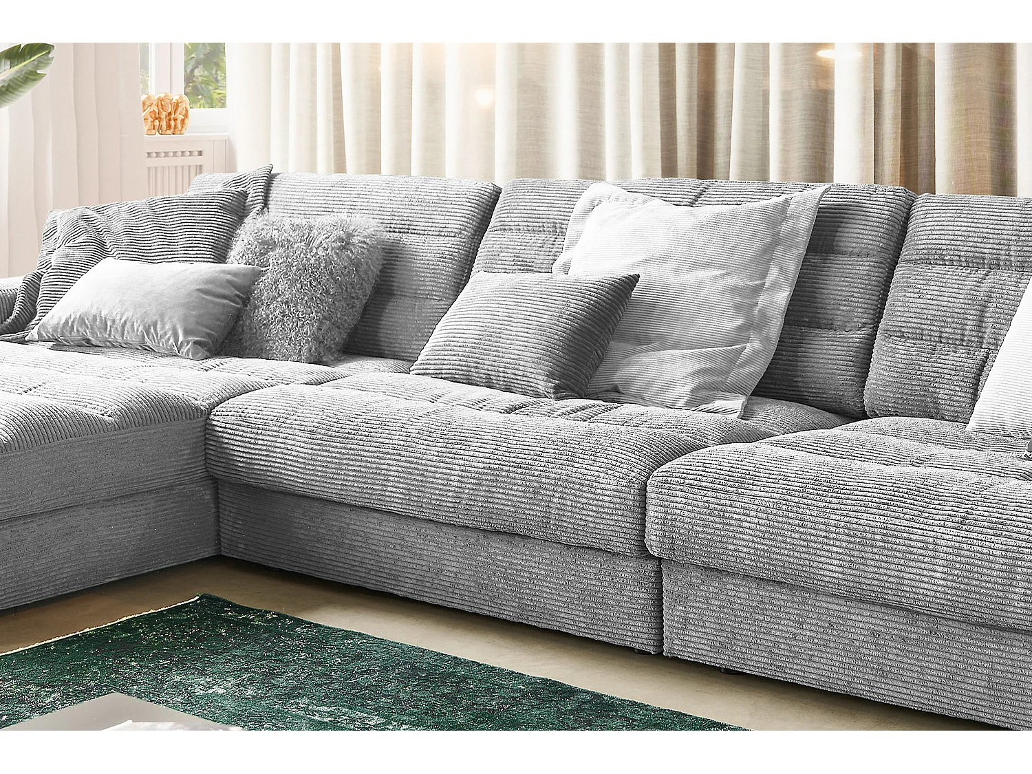 Ecksofa - Hellgrau Cord - LANA