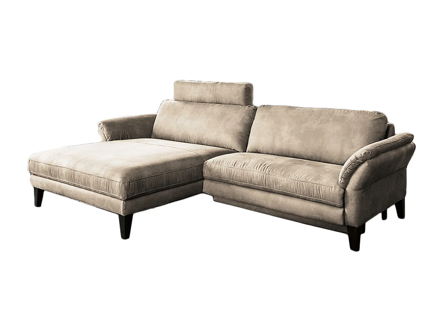 Ecksofa - Beige Webstoff - MALTA
