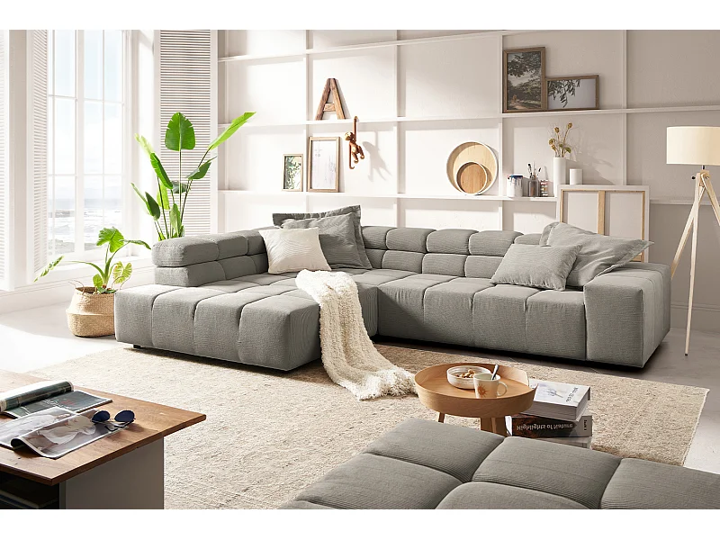 Ecksofa - Grau Cord - NEVADA