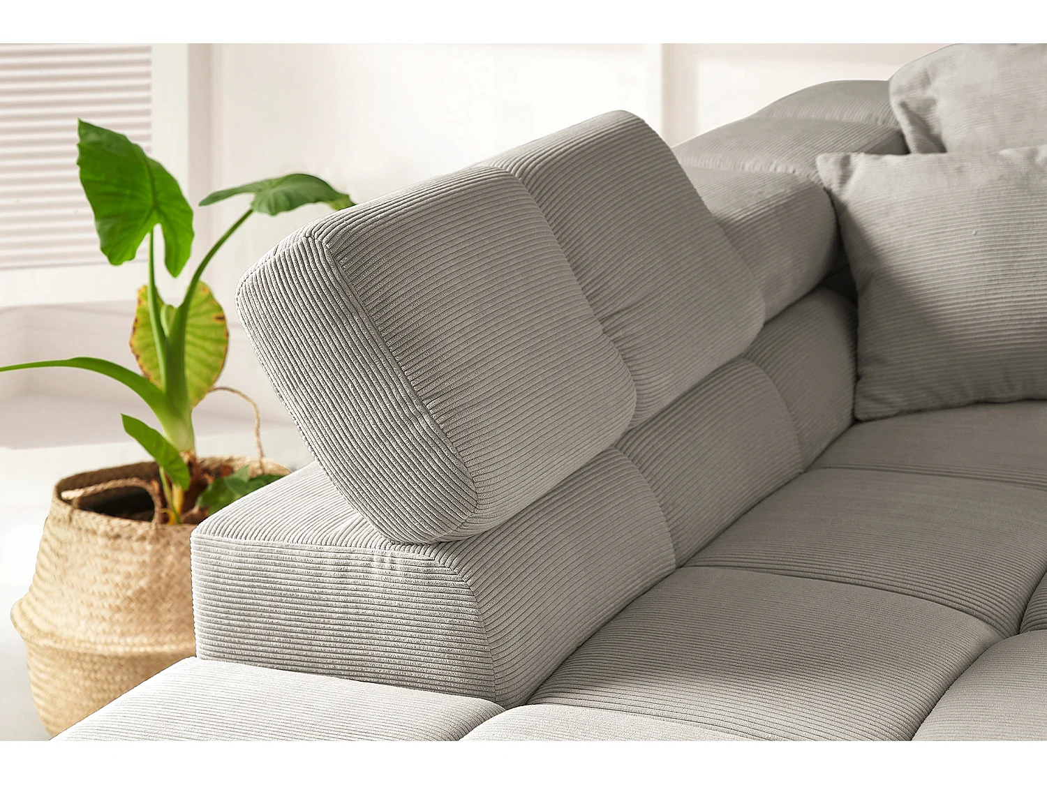 Ecksofa - Grau Cord - NEVADA