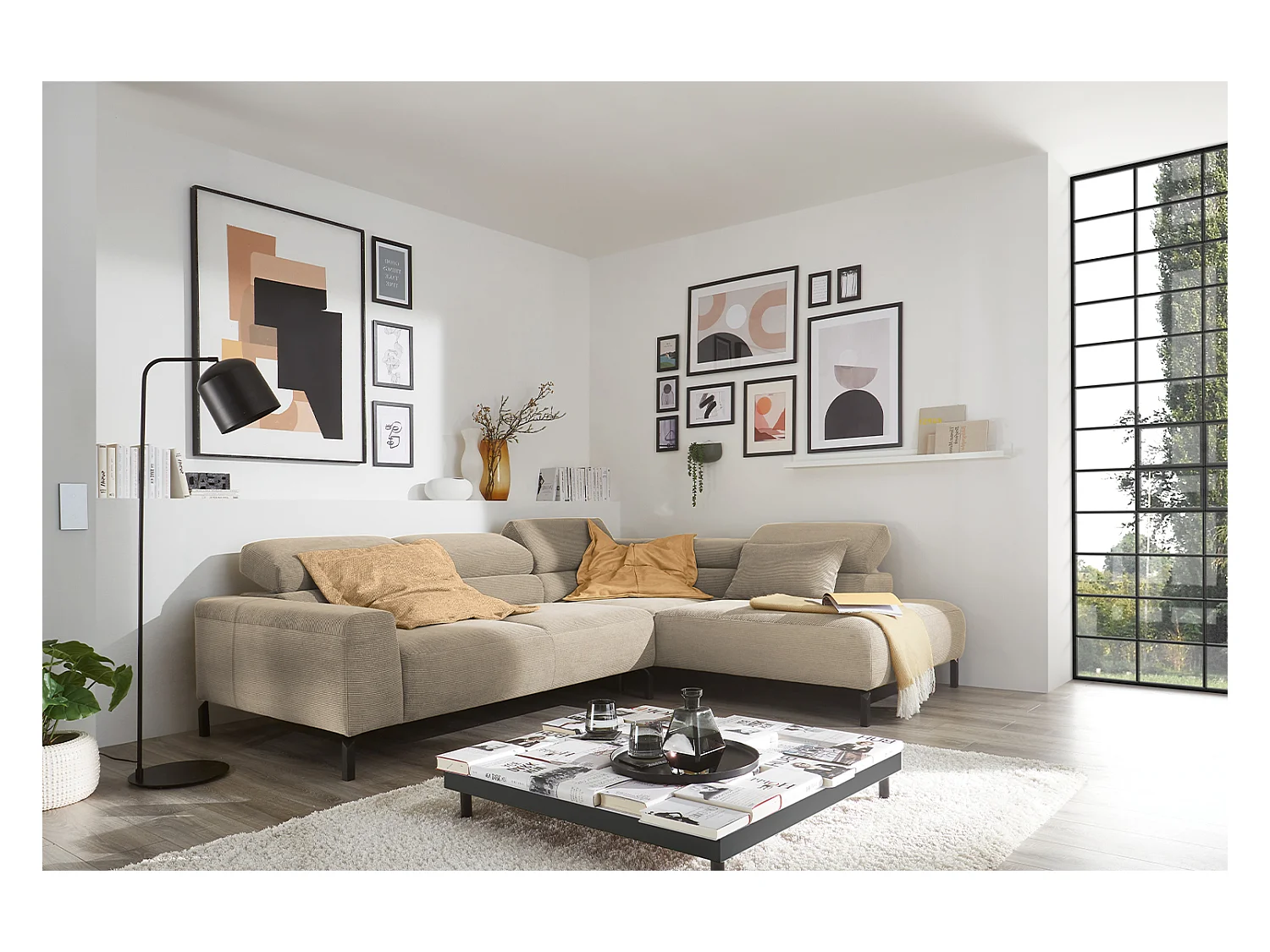Divano - beige Velluto a coste - DELIA