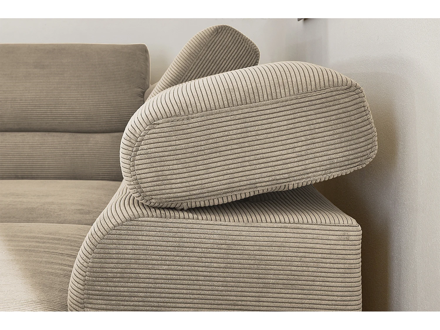 Ecksofa - Beige Cord - DELIA