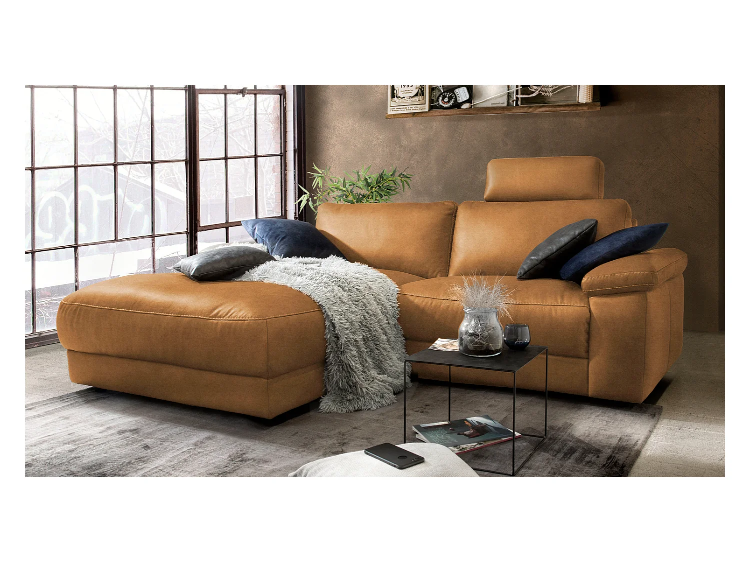 Ecksofa - Braun Webstoff - LOLA