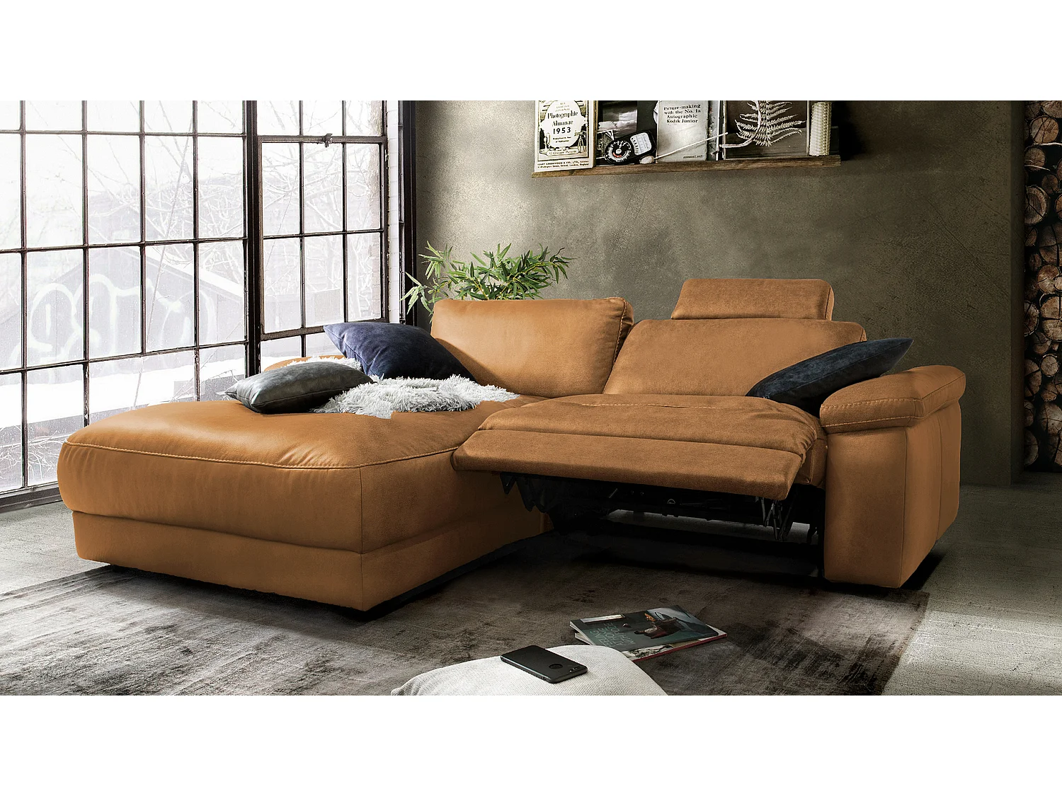 Canapé - marron tissu tissé - LOLA