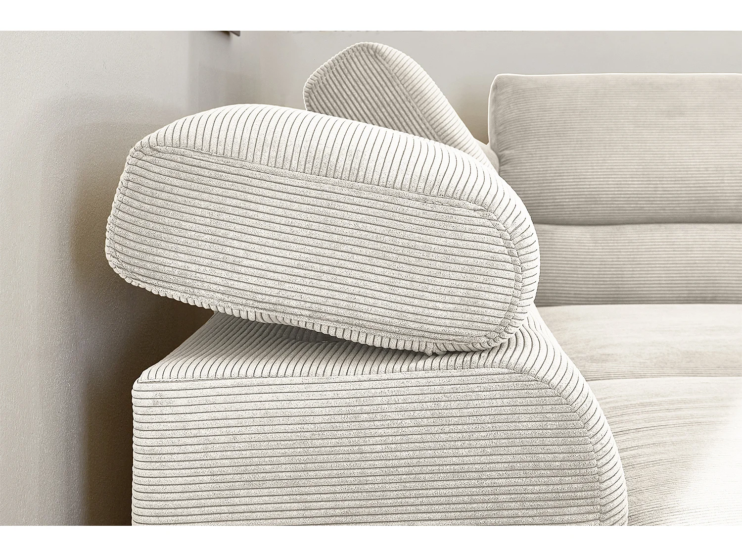 Ecksofa - Weiß Cord - DELIA