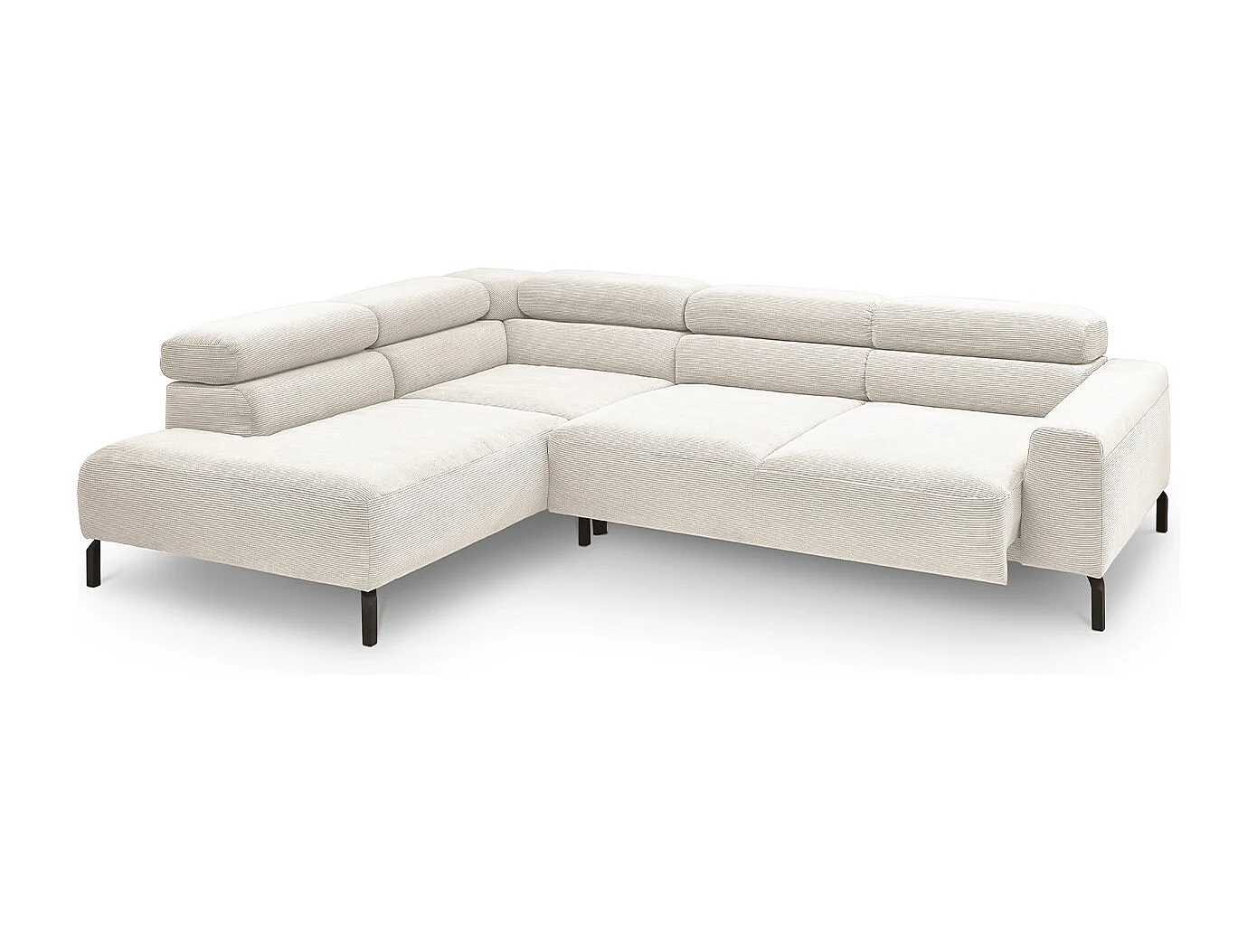 Ecksofa - Weiß Cord - DELIA