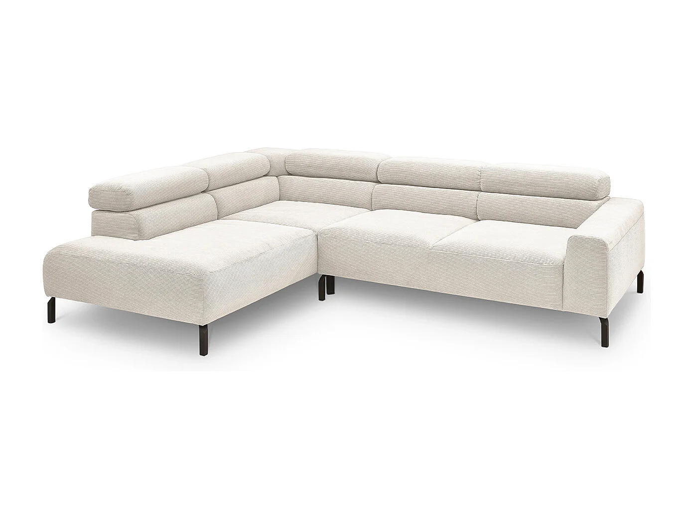 Ecksofa - Weiß Cord - DELIA