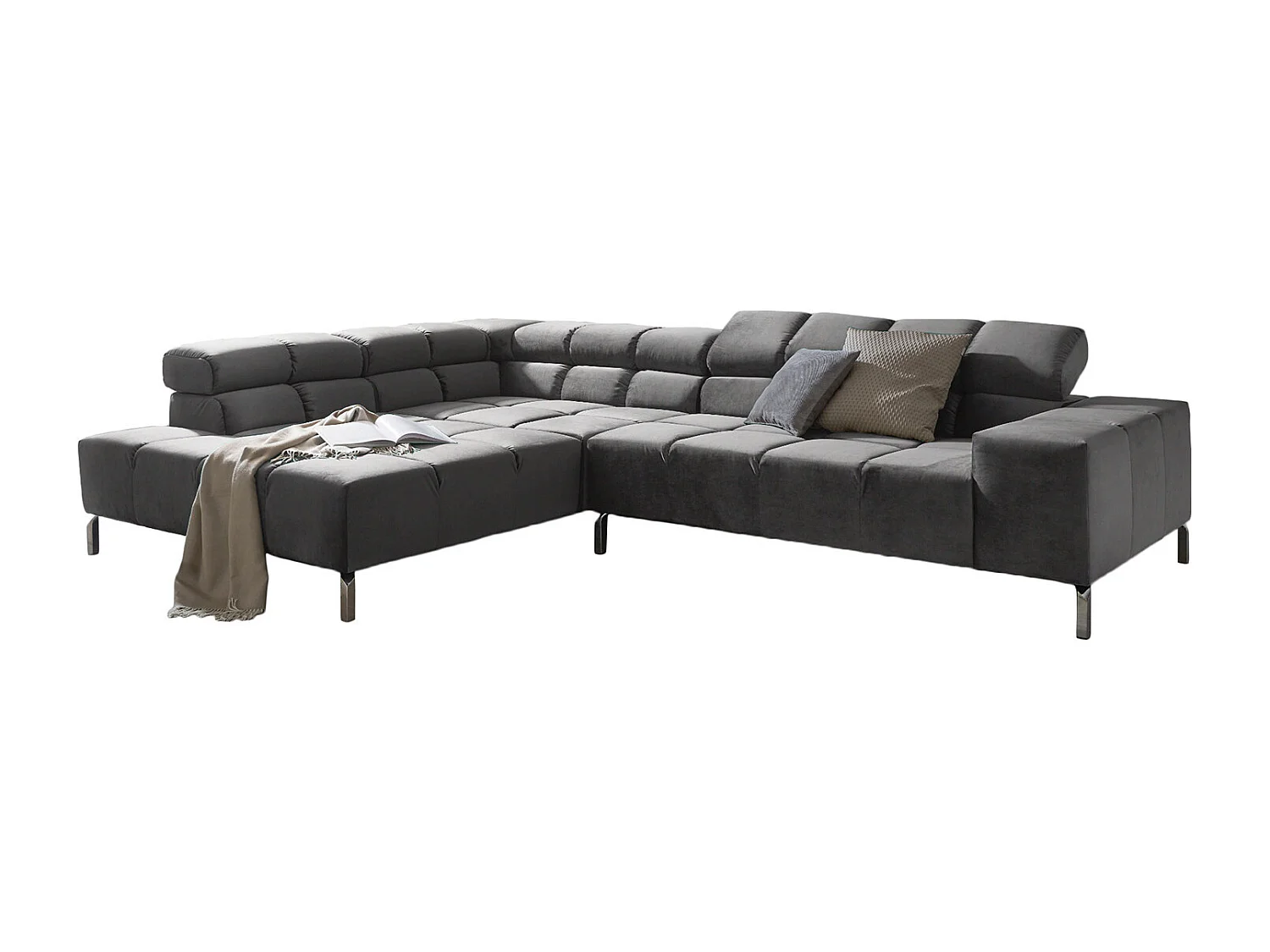 Ecksofa - Grau Velvet - NELSON