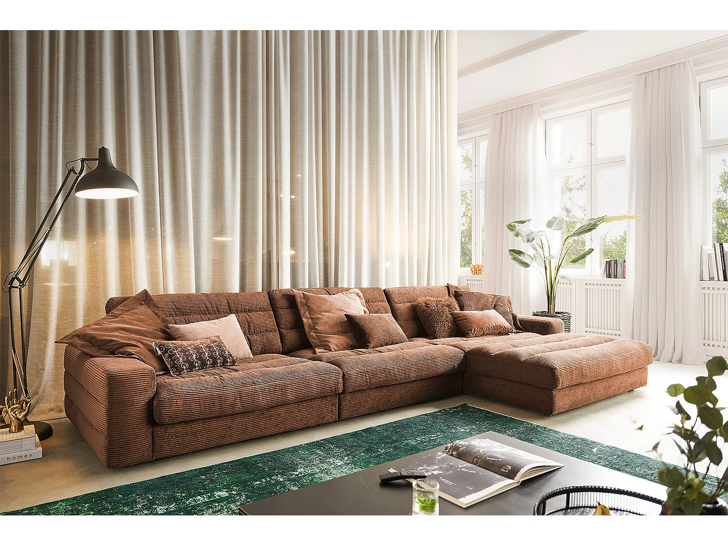 Ecksofa - Braun Cord - LANA