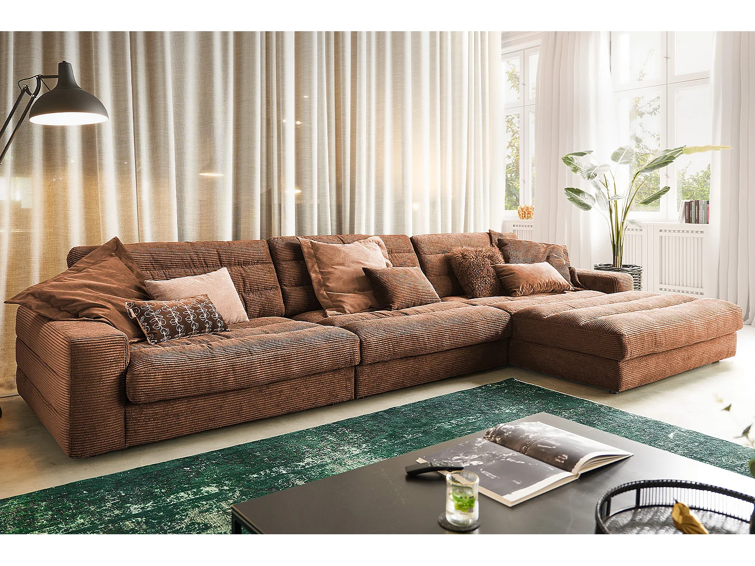 Ecksofa - Braun Cord - LANA