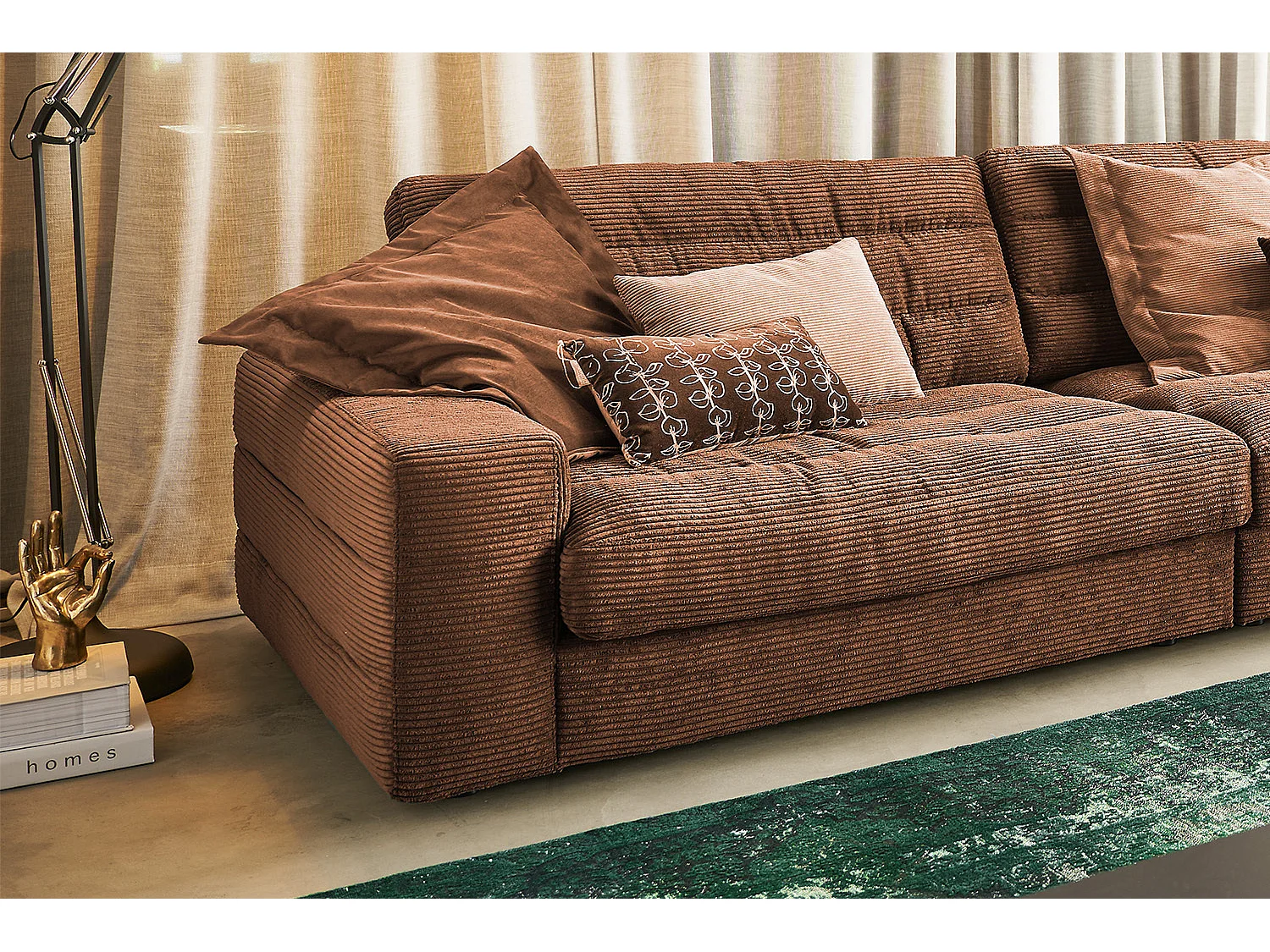 Ecksofa - Braun Cord - LANA