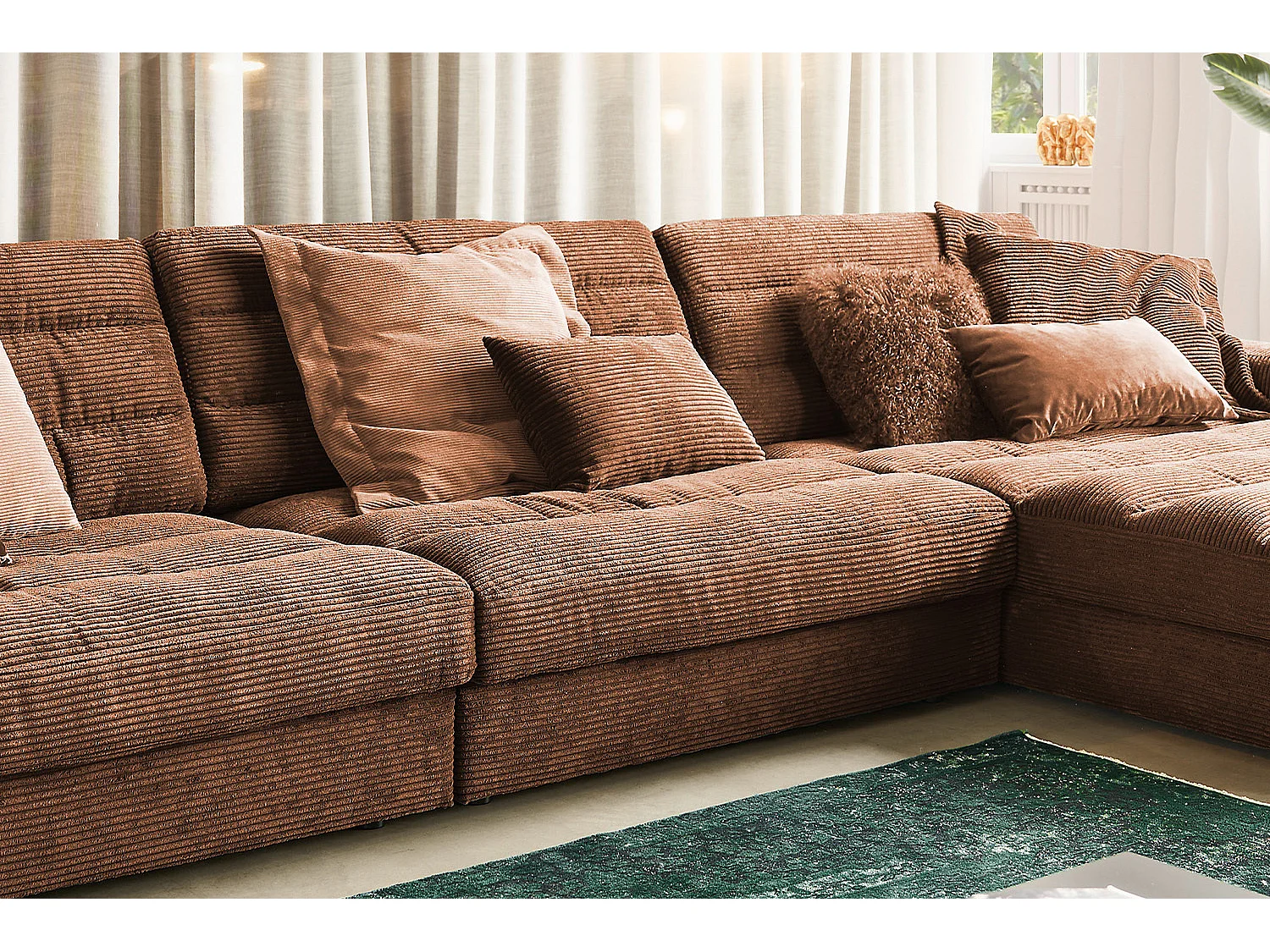 Ecksofa - Braun Cord - LANA