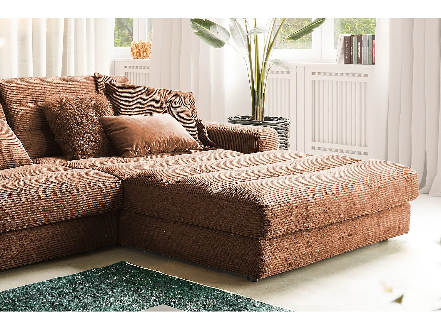 Ecksofa - Braun Cord - LANA