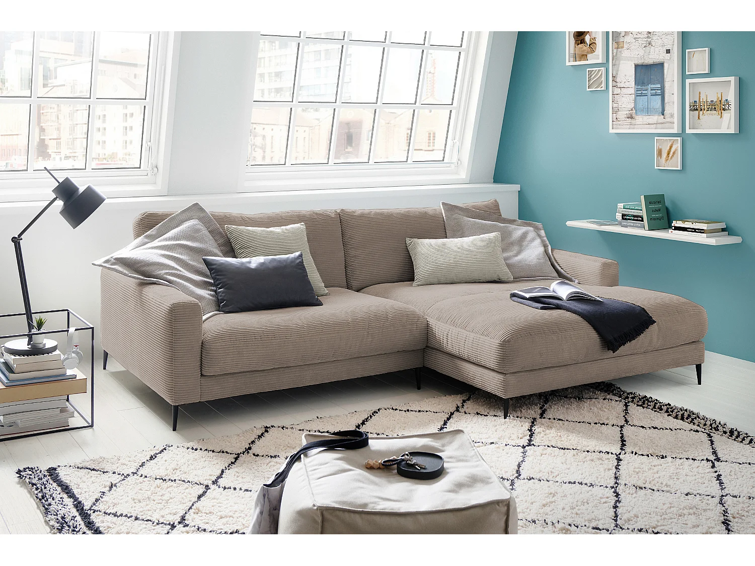 Ecksofa - Taupe Cord - CARA