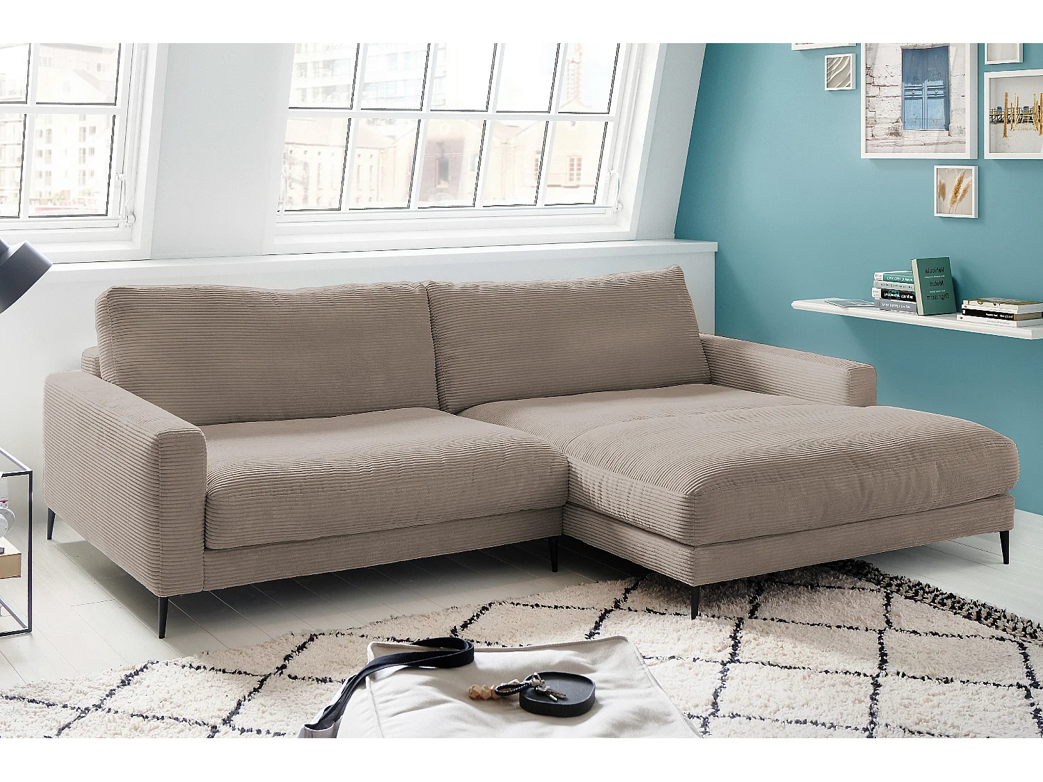 Ecksofa - Taupe Cord - CARA