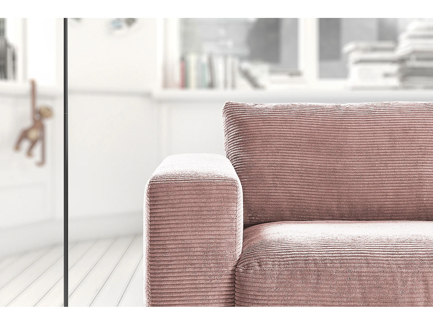 Canapé - Rose Velours côtelé - MADELINE