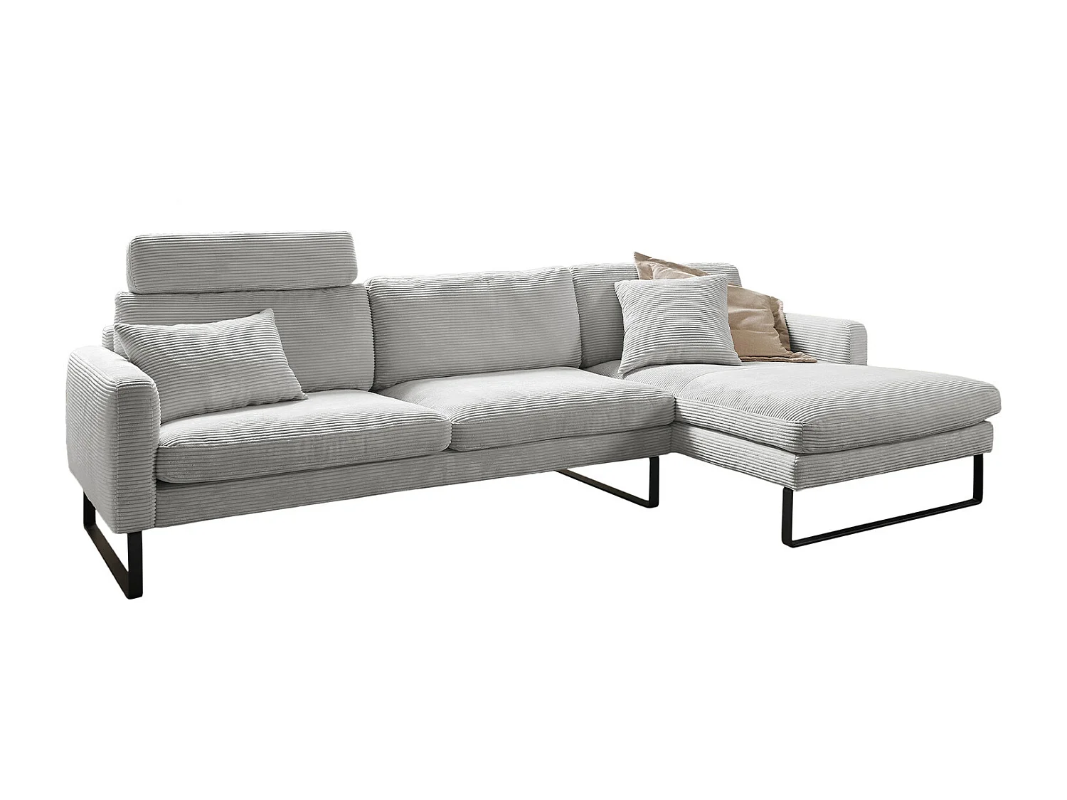 Ecksofa - Hellgrau Cord - RICARDA